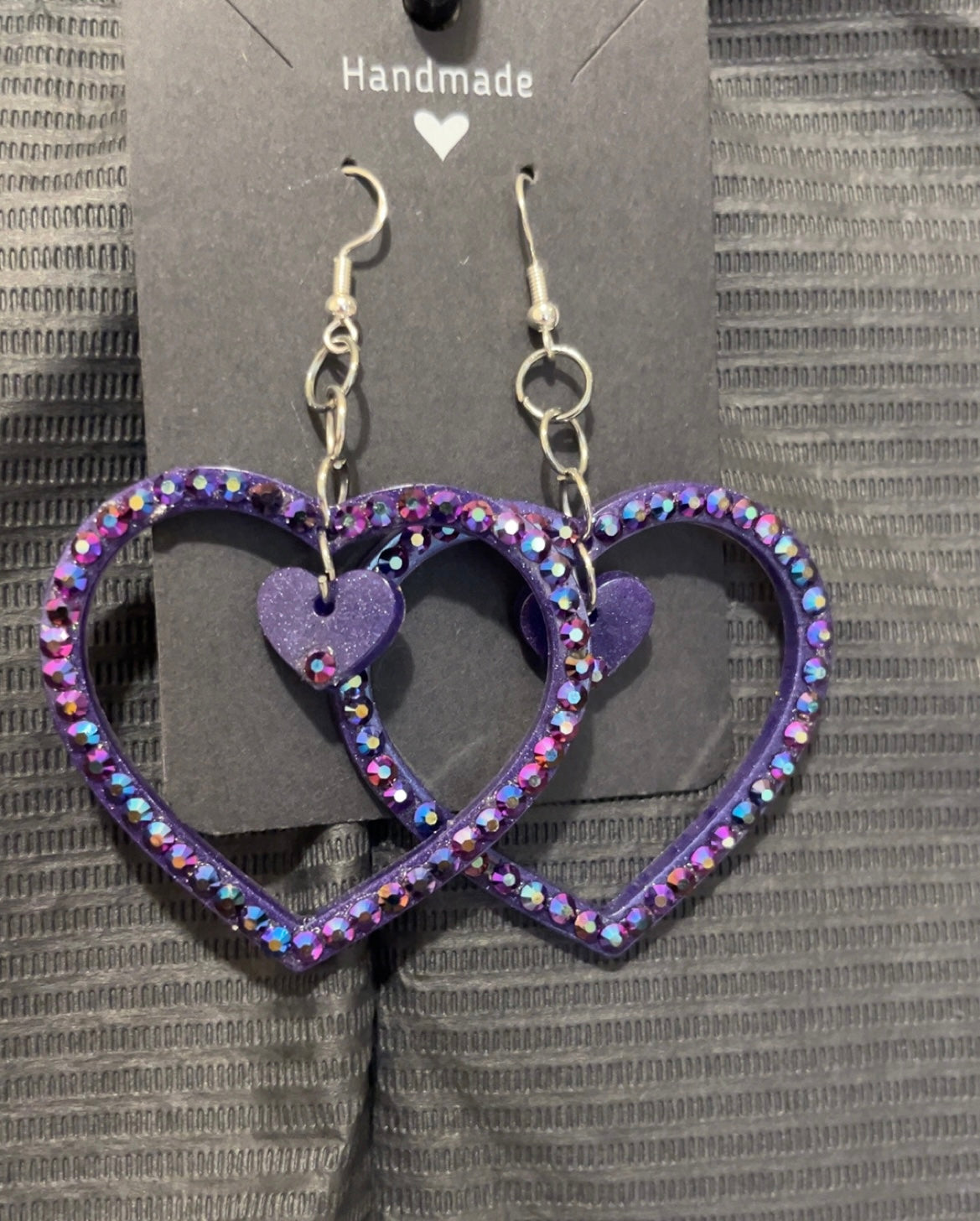 Heart-n-Heart Fish Hook or Clip On Earrings