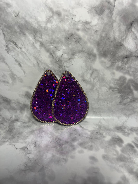 Purple Reign glitter Mix Pre-Made Hand Crafted Tear Drop Earrings