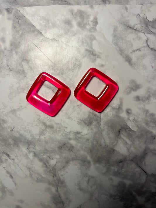Peach Red Glass Style Pre-Made Hand Crafted Earrings size small