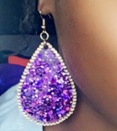 Purple Reign glitter Mix Pre-Made Hand Crafted Tear Drop Earrings
