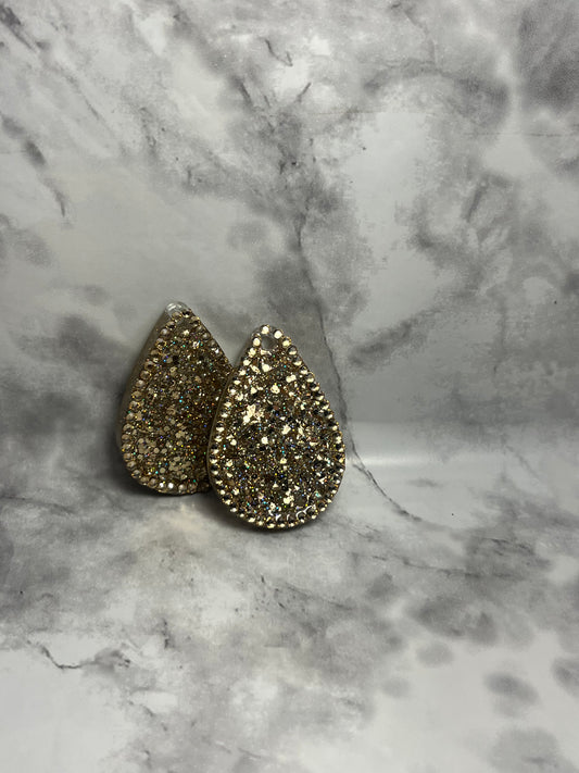 Champagne Gold with Gems Pre-Made Hand Crafted Tear Drop Earrings