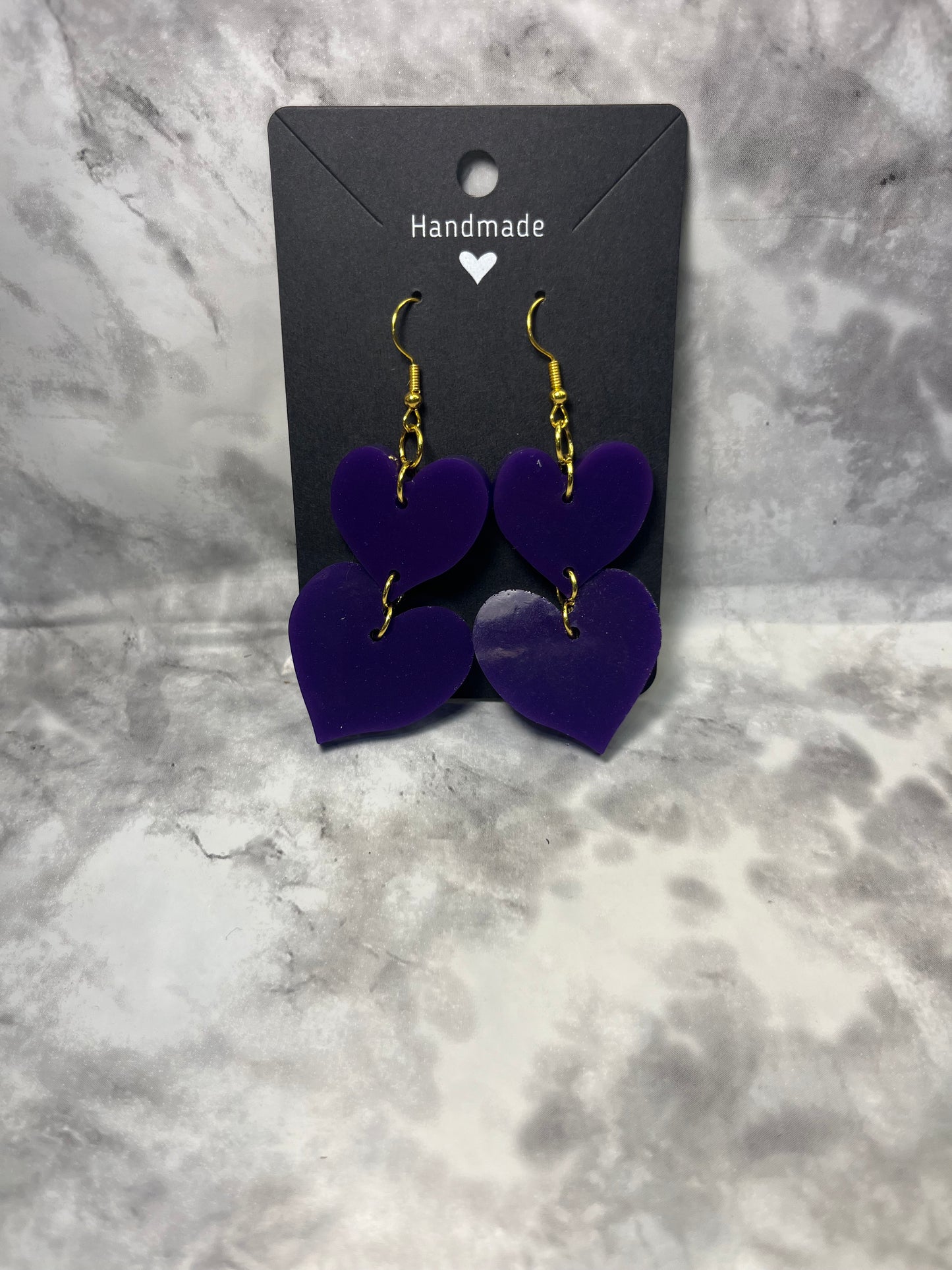 Double Heart Elgegant Style Fish Hook or Clip On Earrings