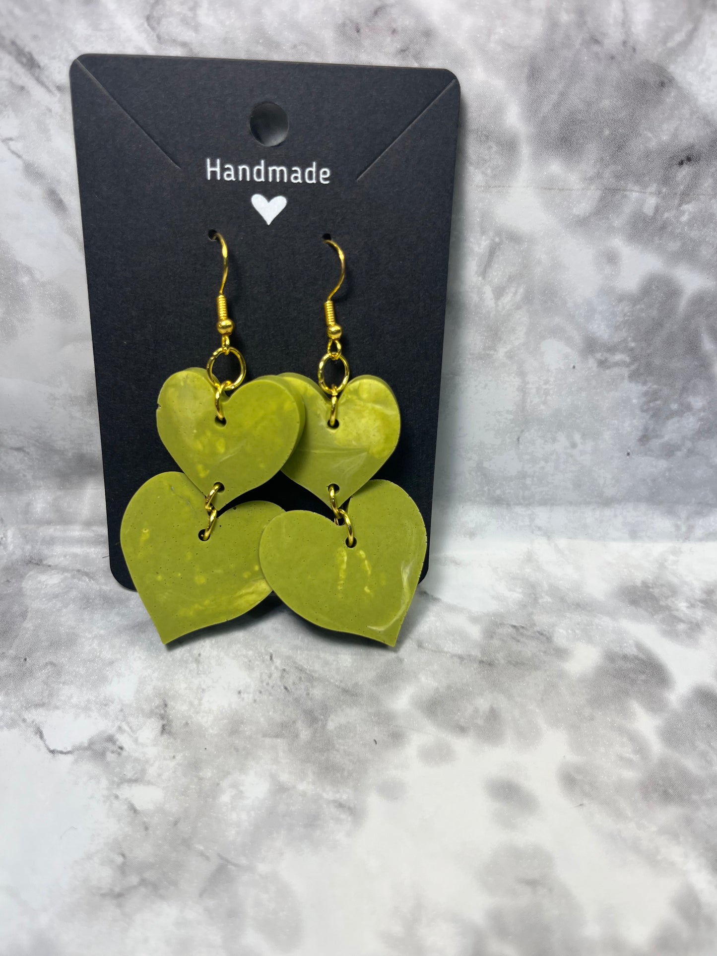 Double Heart Elgegant Style Fish Hook or Clip On Earrings