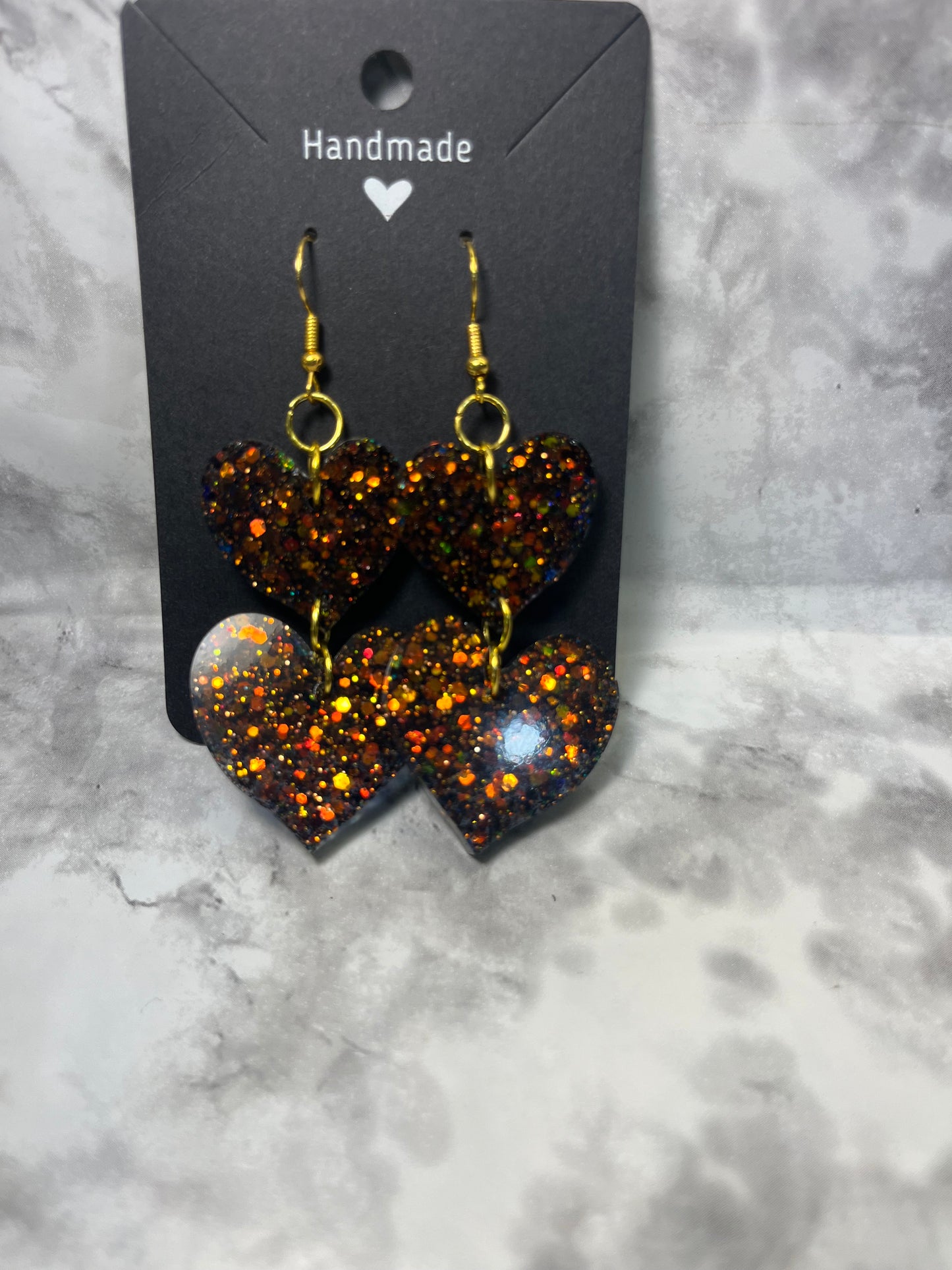 Double Heart Elgegant Style Fish Hook or Clip On Earrings