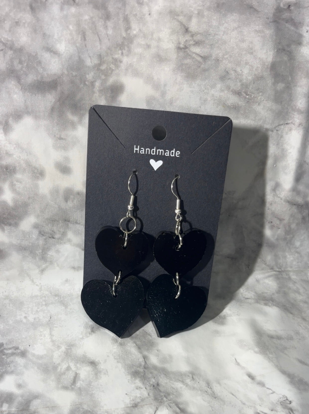 Double Heart Elgegant Style Fish Hook or Clip On Earrings