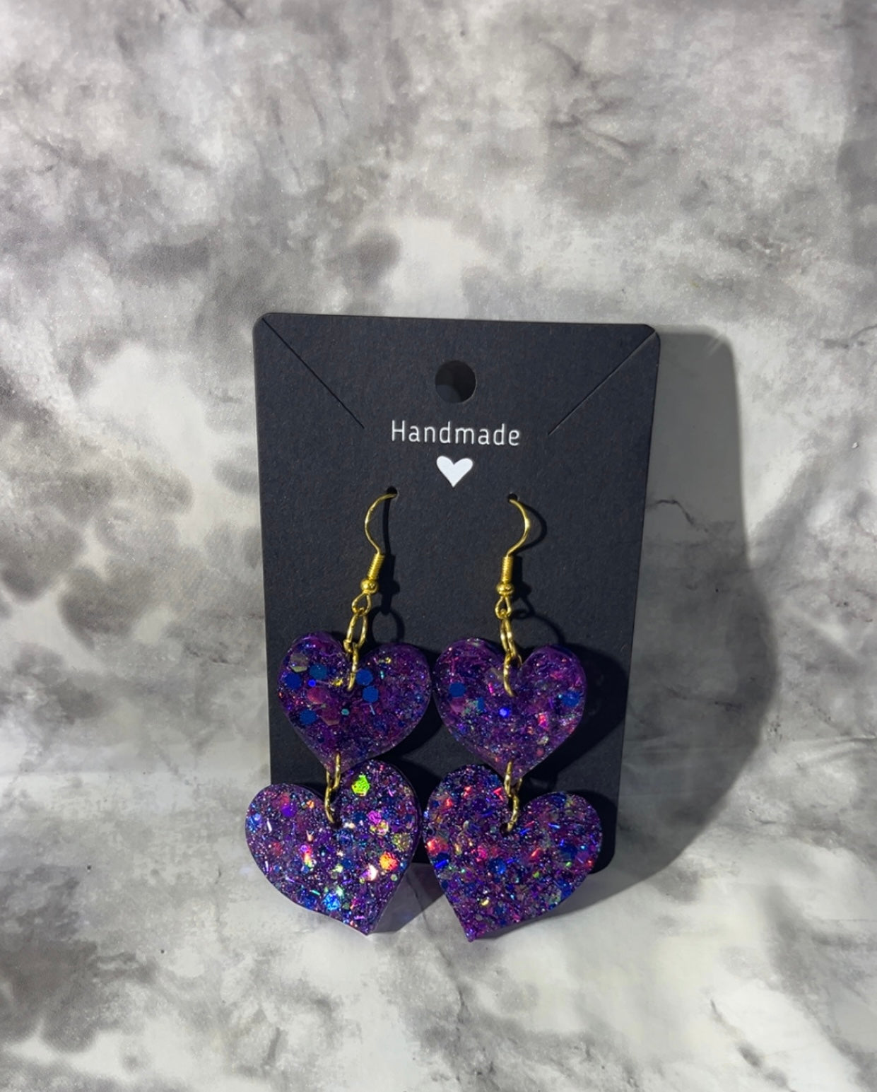 Double Heart Elgegant Style Fish Hook or Clip On Earrings