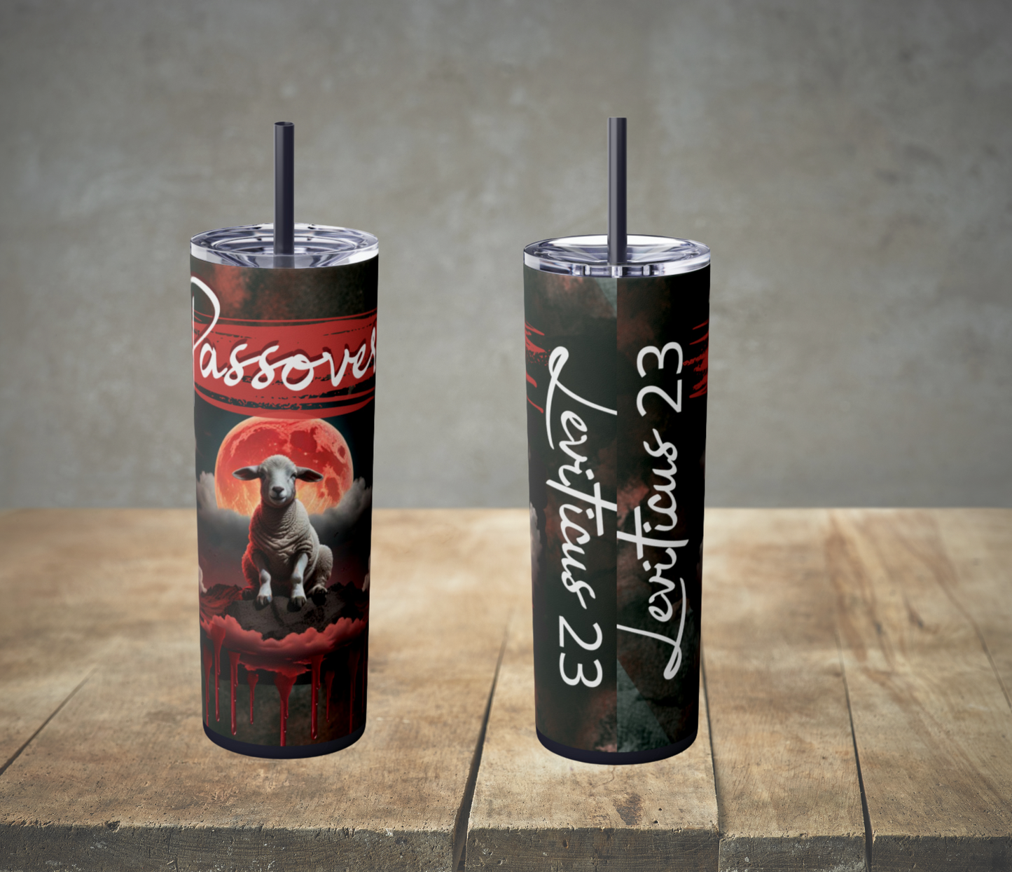 Passover Skinny Tumbler with Straw, 20oz