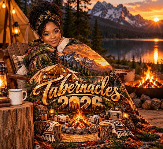 Tabernacles 2026 Velveteen Blanket — Cozy Camping Sunset Throw