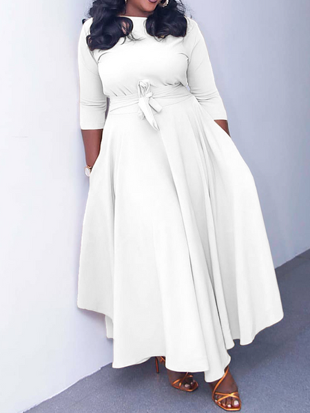 Temperament tie - up long skirt dress
