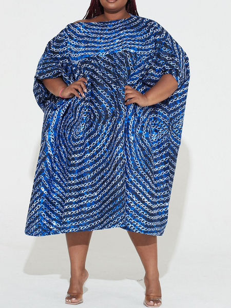 Neck Print Loose Dress