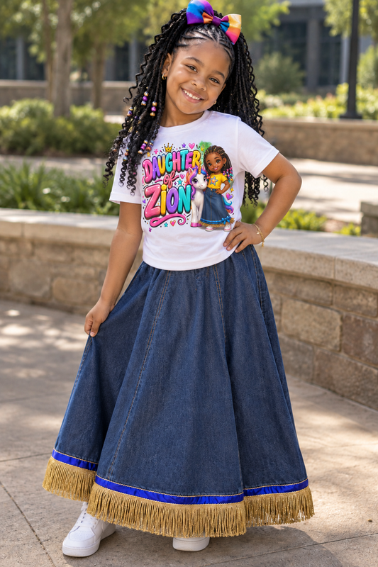 "Daughter of Zion"  Kids T‑Shirt — Colorful Girl Graphic