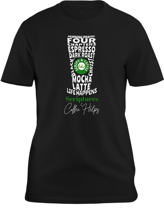 Espresso Coffee Reading Scriptures 100% Cotton T-shirt. Homeschool mom shirt. Best Gift.