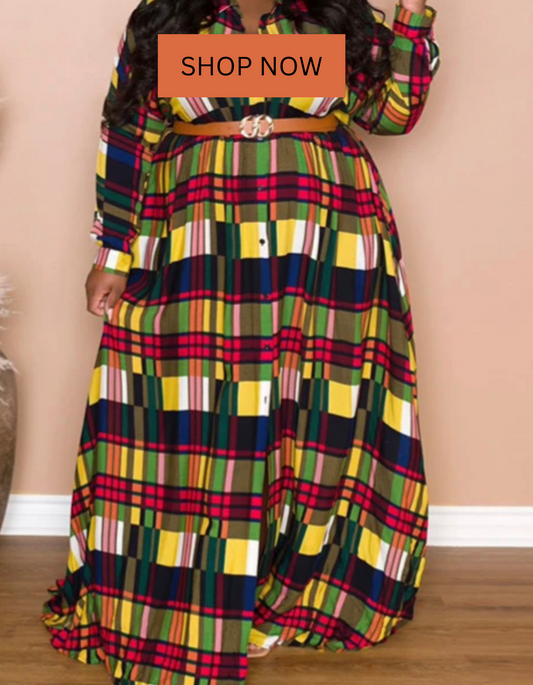 Loose Print Dress（Belt Not Included）