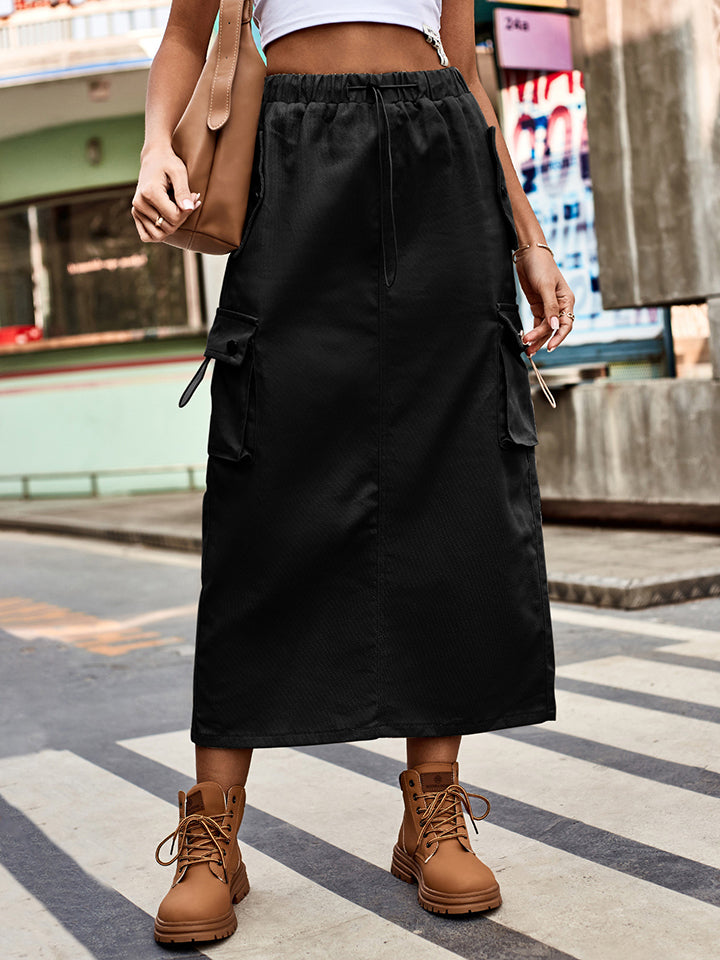 Drawstring Waist Women's Denim Skirt