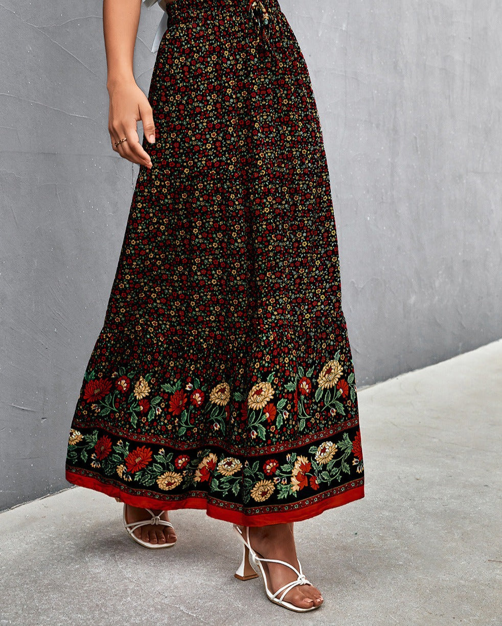 Floral Tied Maxi Skirt