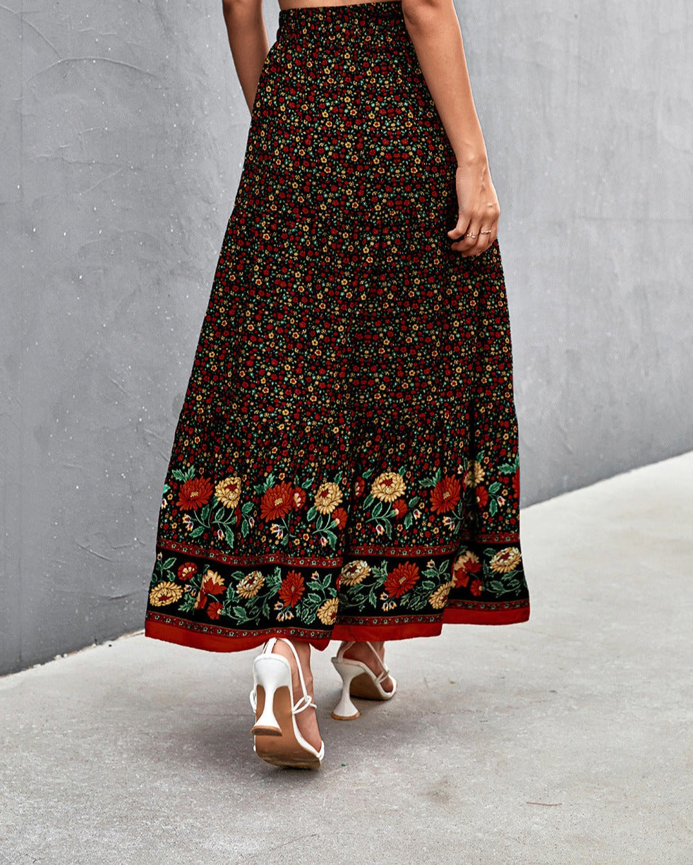 Floral Tied Maxi Skirt