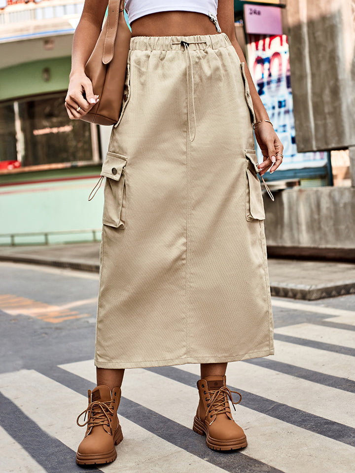 Drawstring Waist Women's Denim Skirt