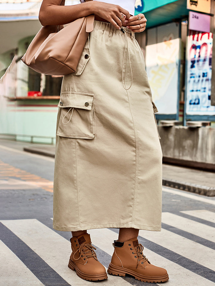 Drawstring Waist Women's Denim Skirt