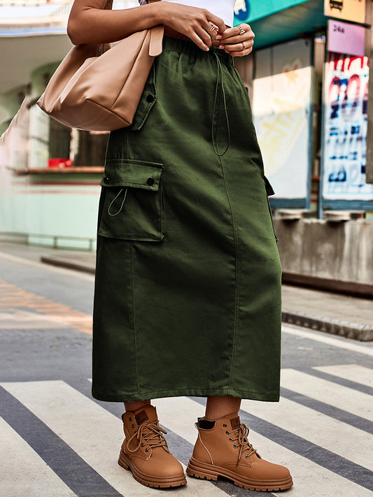 Drawstring Waist Women's Denim Skirt