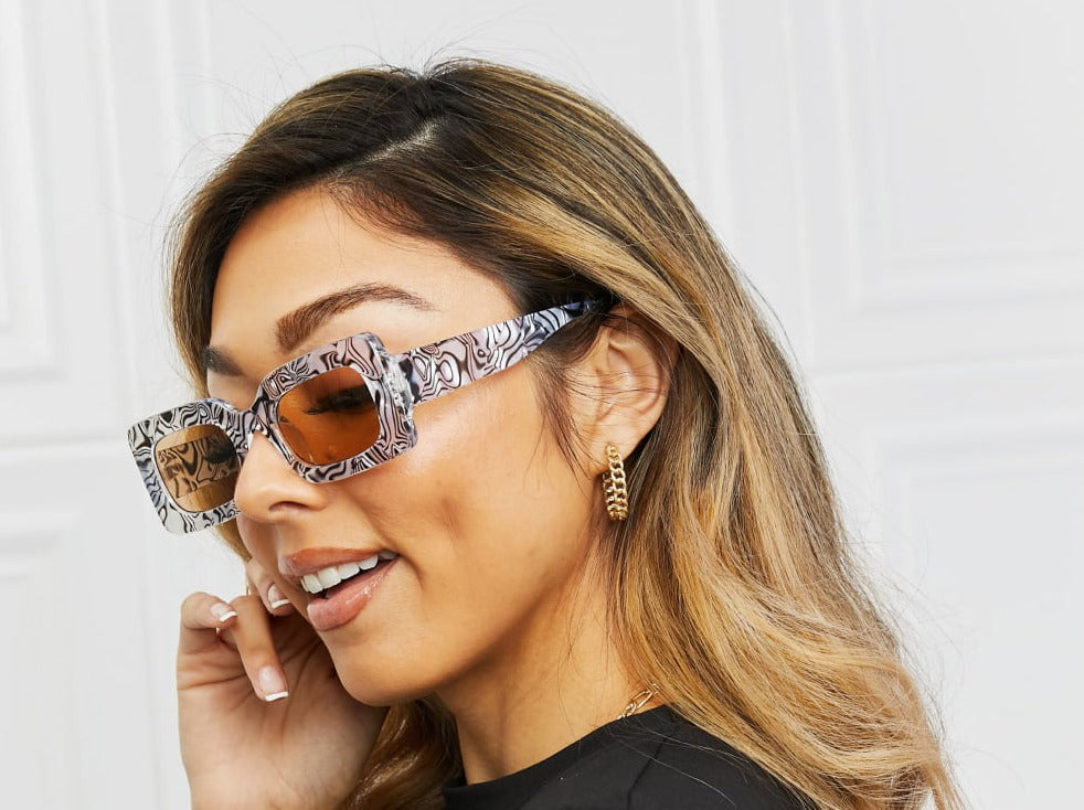 Tortoiseshell Rectangle Polycarbonate Sunglasses